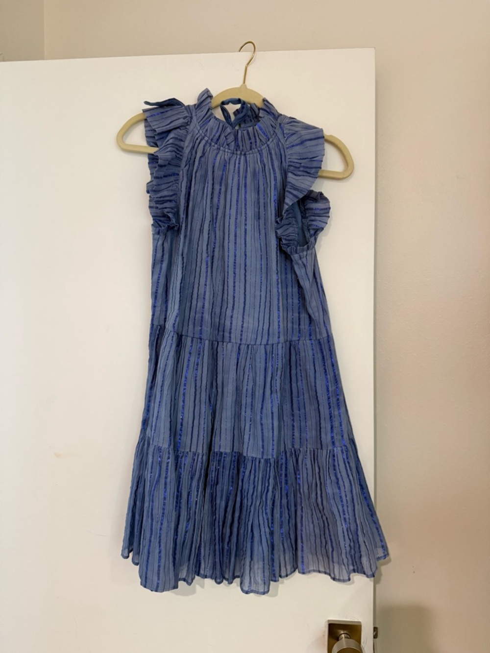 SAYLOR Blue Ruffle-Tiered Dress